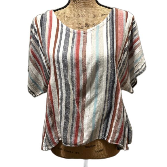 Anthro The Odells Puglia Blouse Multicolor Striped Relaxed Fit Boho Size Medium - Picture 1 of 6